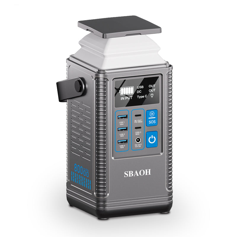 Camping Power Station 296Wh Power Bank 80000mAh Lithium Battery Outdoor Solar Generator USB Port Supply