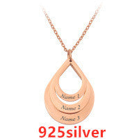 Customized 3 Water Droplet Engraving Name Stainless Steel Jewelry Pendant Necklaces For Women Personalized Gift