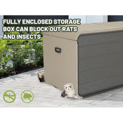 260 Gallon Plastic Deck Box, Large Patio Storage Box With Lock, Wheels  Waterproof Lid For Outdoor Cushions, Garden And Pool Supplies Gray
