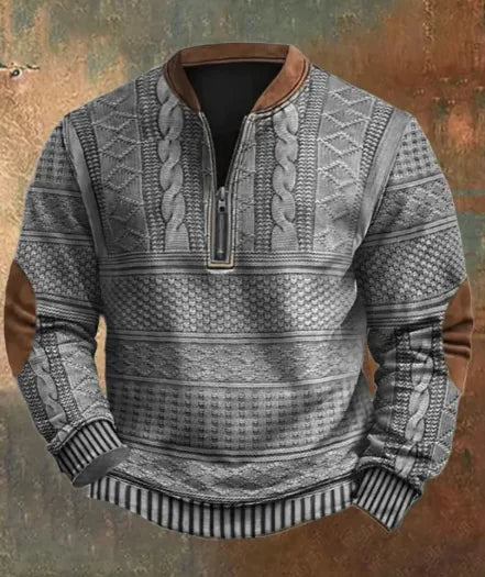 Men's Digital Print Half-Zip Sweater
