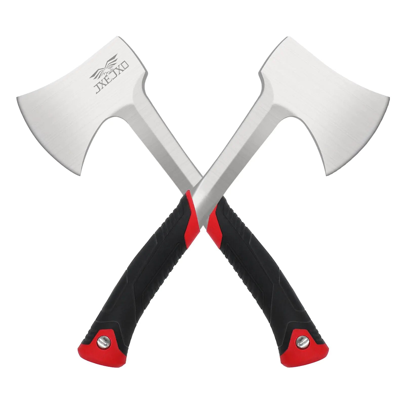 Camping Axe & Hatchets 2Pack Set - 14.4" Camping Hatchet with Forged Steel Construction & Ergonomic Shock-Absorbing Grip (Red