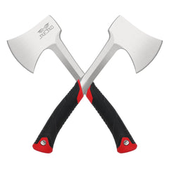 Camping Axe & Hatchets 2Pack Set - 14.4" Camping Hatchet with Forged Steel Construction & Ergonomic Shock-Absorbing Grip (Red