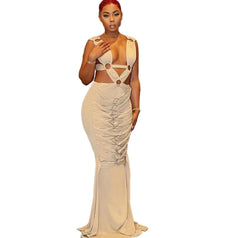 Hollow-Out Lace-Up Sheath Dress