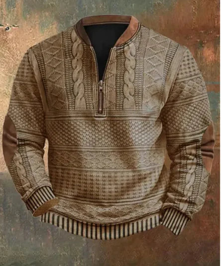 Men's Digital Print Half-Zip Sweater