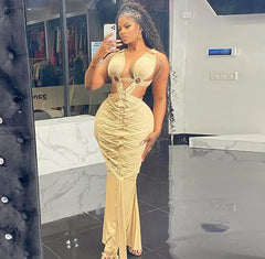 Hollow-Out Lace-Up Sheath Dress