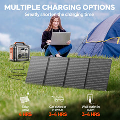 300W Portable Power Station, 296Wh Backup Lithium Battery, Solar Generator For Outdoors Camping Travel Hunting Blackout ,60W Solar Panel Is Included