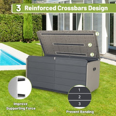 260 Gallon Plastic Deck Box, Large Patio Storage Box With Lock, Wheels  Waterproof Lid For Outdoor Cushions, Garden And Pool Supplies Gray