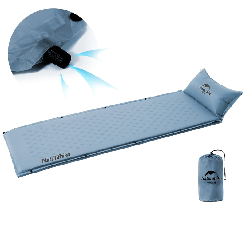 Naturehike Self-Inflating Sleeping Pad Ultralight Memory Foam Camping Pad with Pillow Fast Inflating Patchwork Sleeping Pad for Camping Hiking RV Camping with Storage Bag Single Graphite Blue