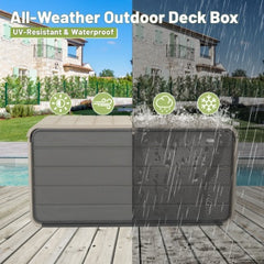 260 Gallon Plastic Deck Box, Large Patio Storage Box With Lock, Wheels  Waterproof Lid For Outdoor Cushions, Garden And Pool Supplies Gray
