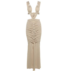 Hollow-Out Lace-Up Sheath Dress