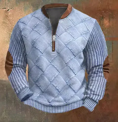 Men's Digital Print Half-Zip Sweater