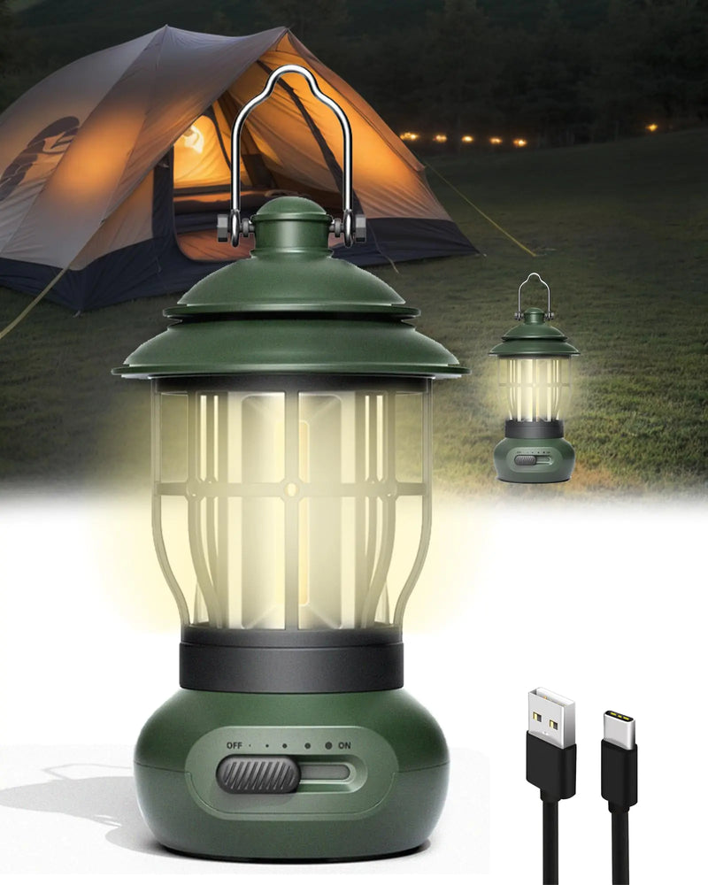 Rechargeable Lantern to Use Suitable for Fishing Picnics Camping(Green)