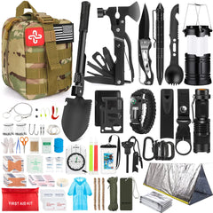 Survival Kit 250Pcs Survival Gear First Aid Kit with Molle System Compatible Bag and Emergency Tent Emergency Kit for Earthquake Outdoor Adventure Hiking Hunting Gifts for Men Women