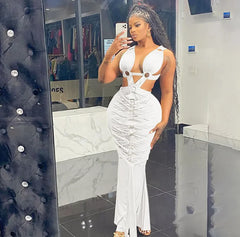 Hollow-Out Lace-Up Sheath Dress