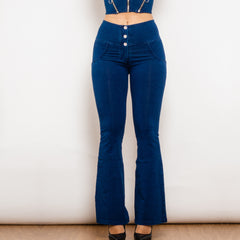Shascullfites Melody Button Up Flared Jeans Butt Lift Jeans Push Up Jeans High Waisted Women's Denim Pants