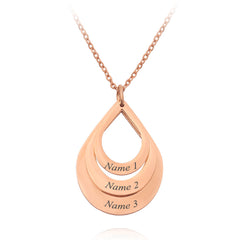 Customized 3 Water Droplet Engraving Name Stainless Steel Jewelry Pendant Necklaces For Women Personalized Gift