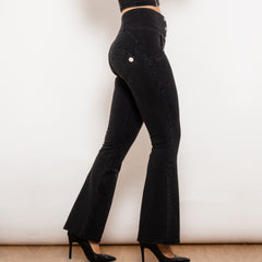 Shascullfites Melody Button Up Flared Jeans Butt Lift Jeans Push Up Jeans High Waisted Women's Denim Pants