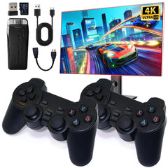 Wireless Retro Game Console Video Game Console with Built-in 9 Emulators 20000+ Games 4k Hdmi Output and 2.4GHz Wireless Controller Nostalgia Gaming Stick，Plug & Play TV Video Games(64G)