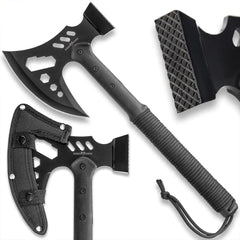 RIDGE RUNNER Tactical Multi-Tool Hammer and Axe with Sheath - Stainless Steel Head Has Integrated Hex Wrenches Paracord-Wrapped TPU Handle - Perfect for Survival and Camping Gear - Length 18"